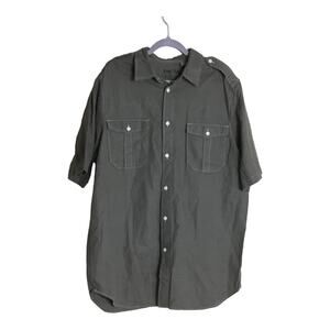 Big & Tall King Mens  Dark Green khaki short sleeve shirt Sz Large Tall NWOT